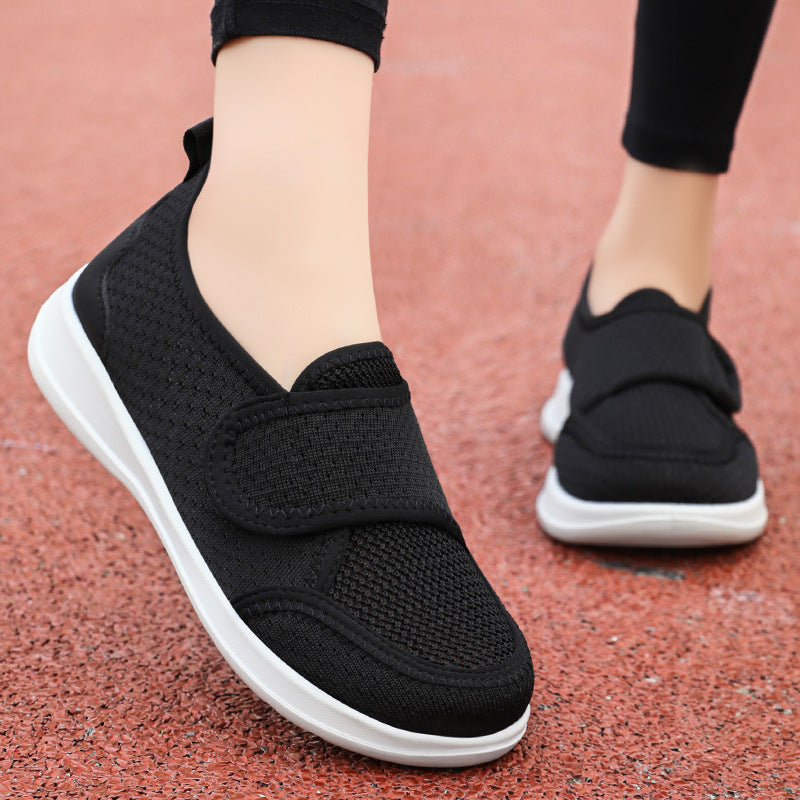 Damen Bequeme Slip-On Sportschuhe mit elastischem Klettverschluss und atmungsaktivem Mesh-Obermaterial Drune