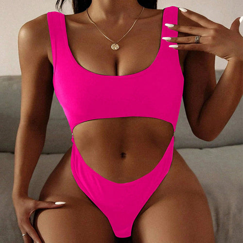 Damen Cut-Out Einteiler Badeanzug Drune