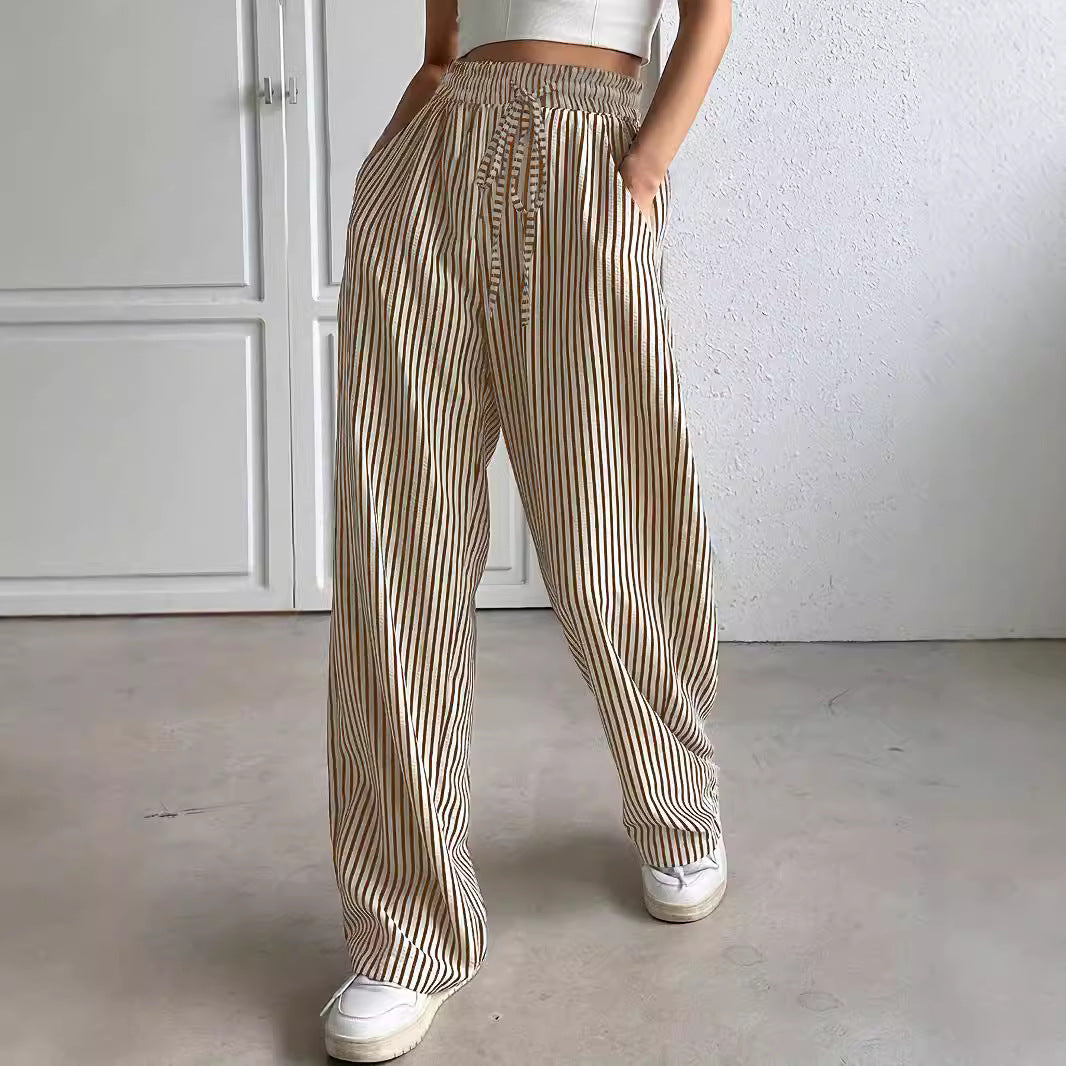 Damen lässige gestreifte Palazzo-Hosen Drune