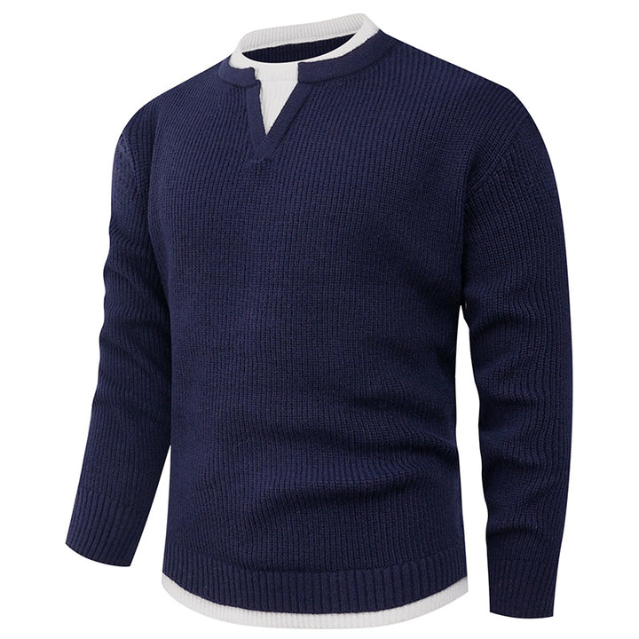 Herren Strickpullover mit V-Ausschnitt und modernem Rippenmuster Drune