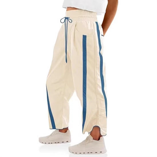 Damen lockere Sporthose mit elastischem Bund und Kontraststreifen Drune