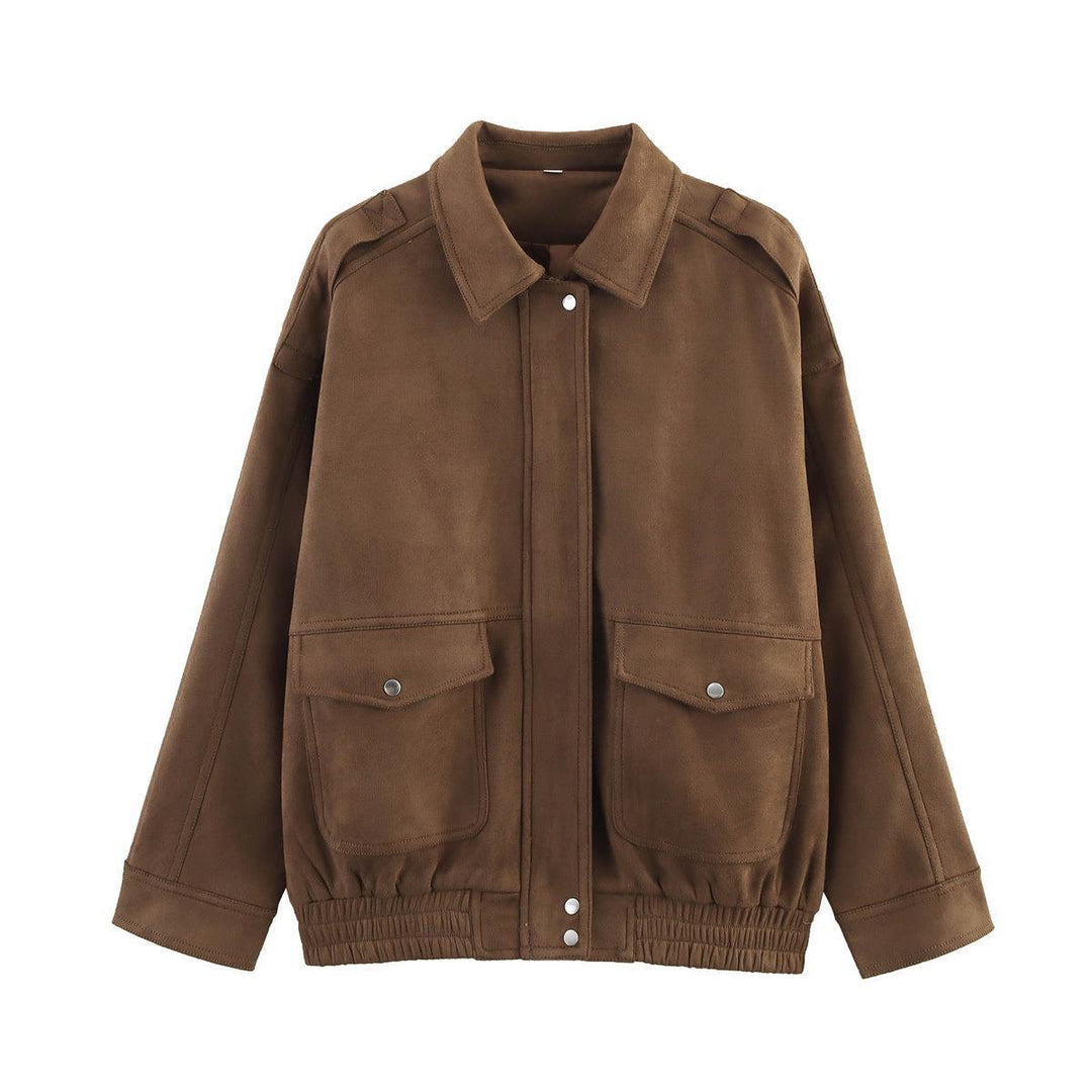 Damen Kunstlederjacke mit praktischen Taschen und elastischem Bund Drune