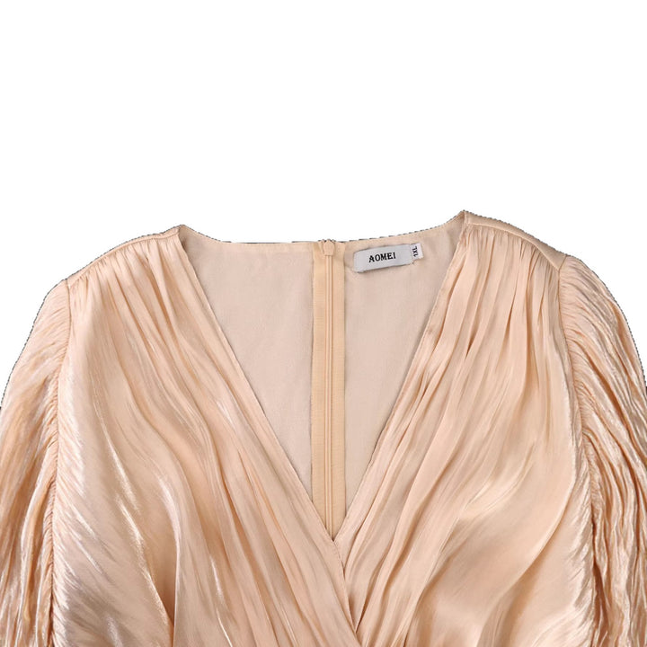 Damen Fließendes Maxi-Kleid mit eleganten Volantärmeln und Taillengürtel Drune