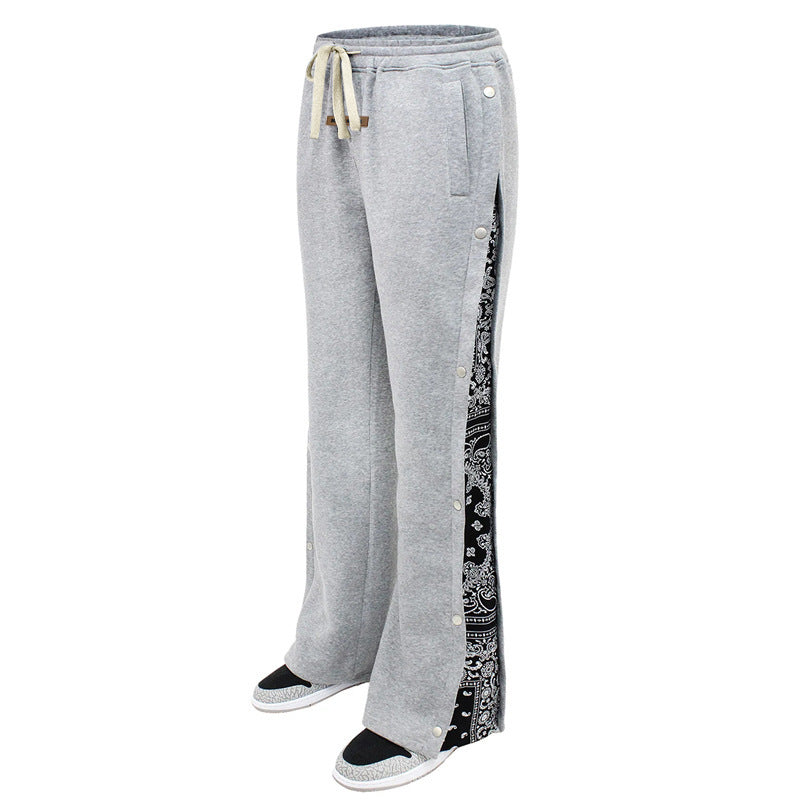 Herren lässige Freizeithose mit Seitenknopf und Bandana-Muster Drune