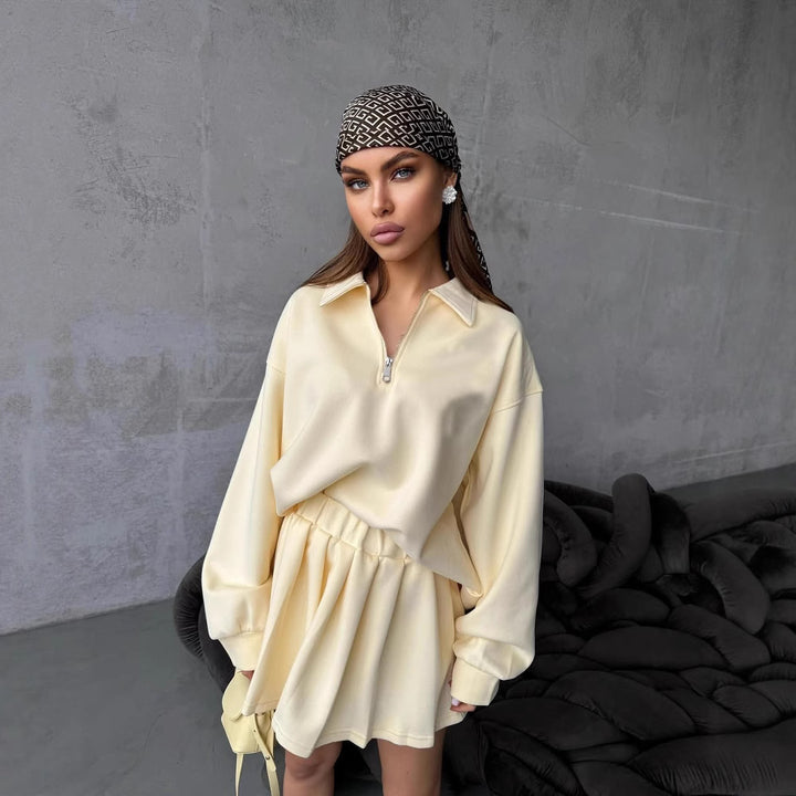 Damen modischer Sweatshirt mit Reißverschluss Drune