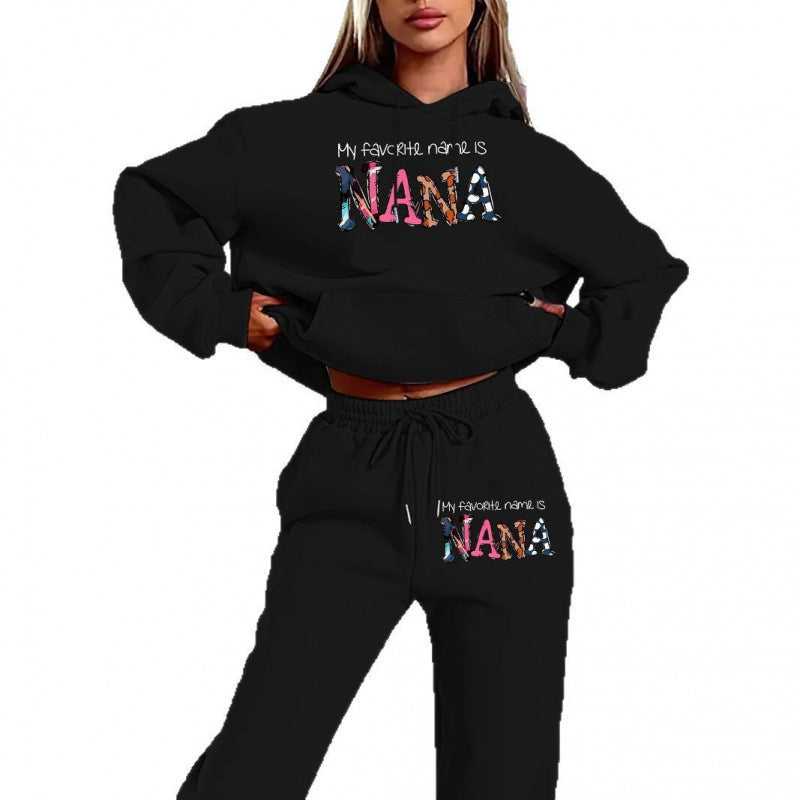 Damen Jogginganzug mit kreativem Schriftzug und bequemer Passform Drune
