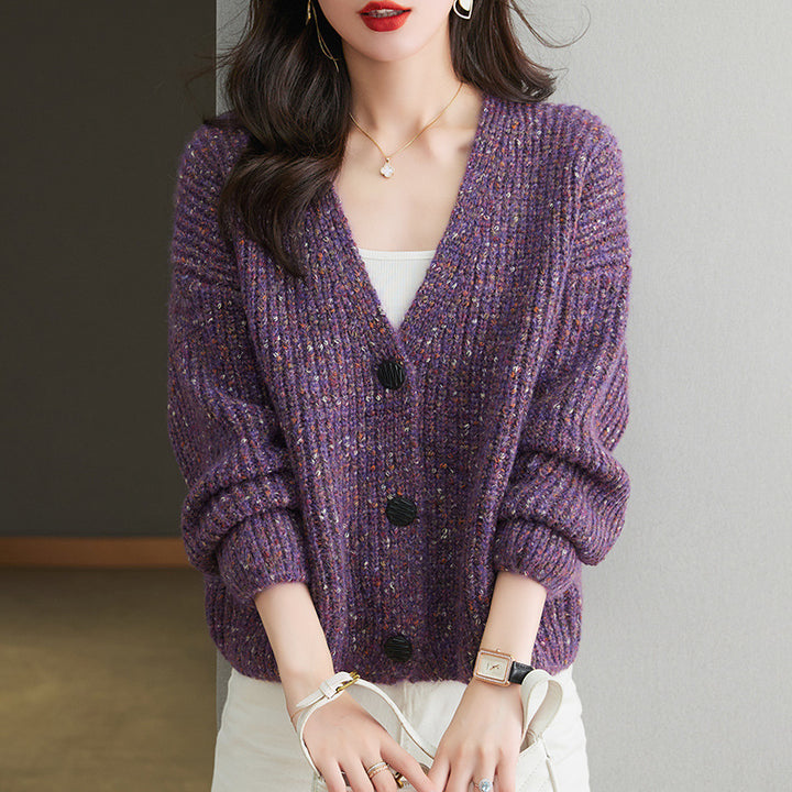 Damen Kuscheliger Grobstrick-Cardigan mit Knopfdetail und weitem Schnitt Drune