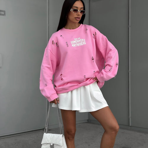 Damen lässiger Oversized Pullover mit stylischen Riss-Details Drune