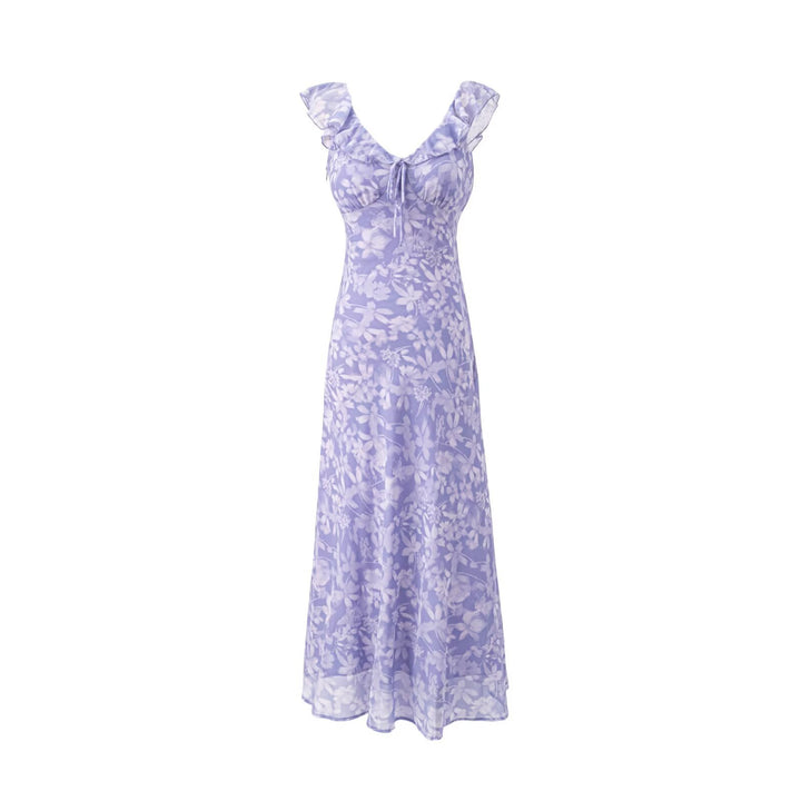 Damen Maxikleid mit romantischem Blumenmuster und raffinierten Rüschendetails Drune