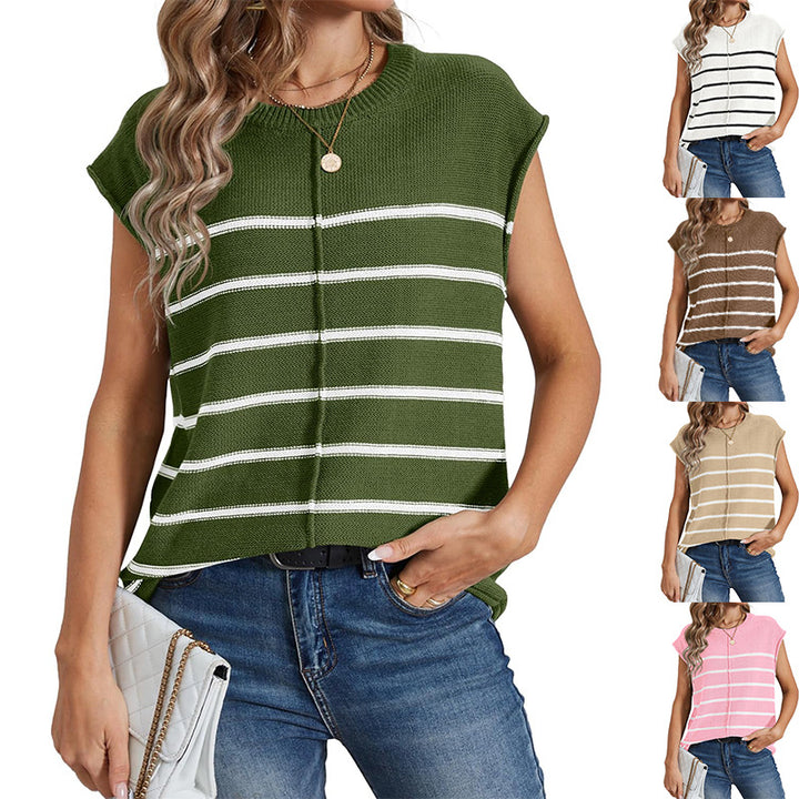Damen lässiges Stricktop mit modischem Streifenmuster Drune