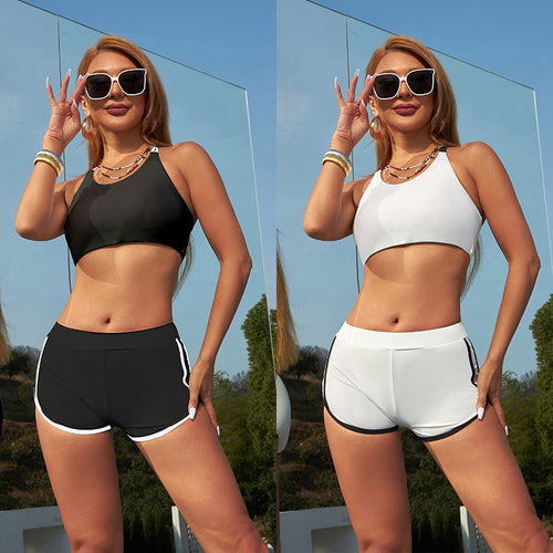 Damen Sportliches Bikini-Set mit hochgeschlossenem Top und bequemen Hosen Drune