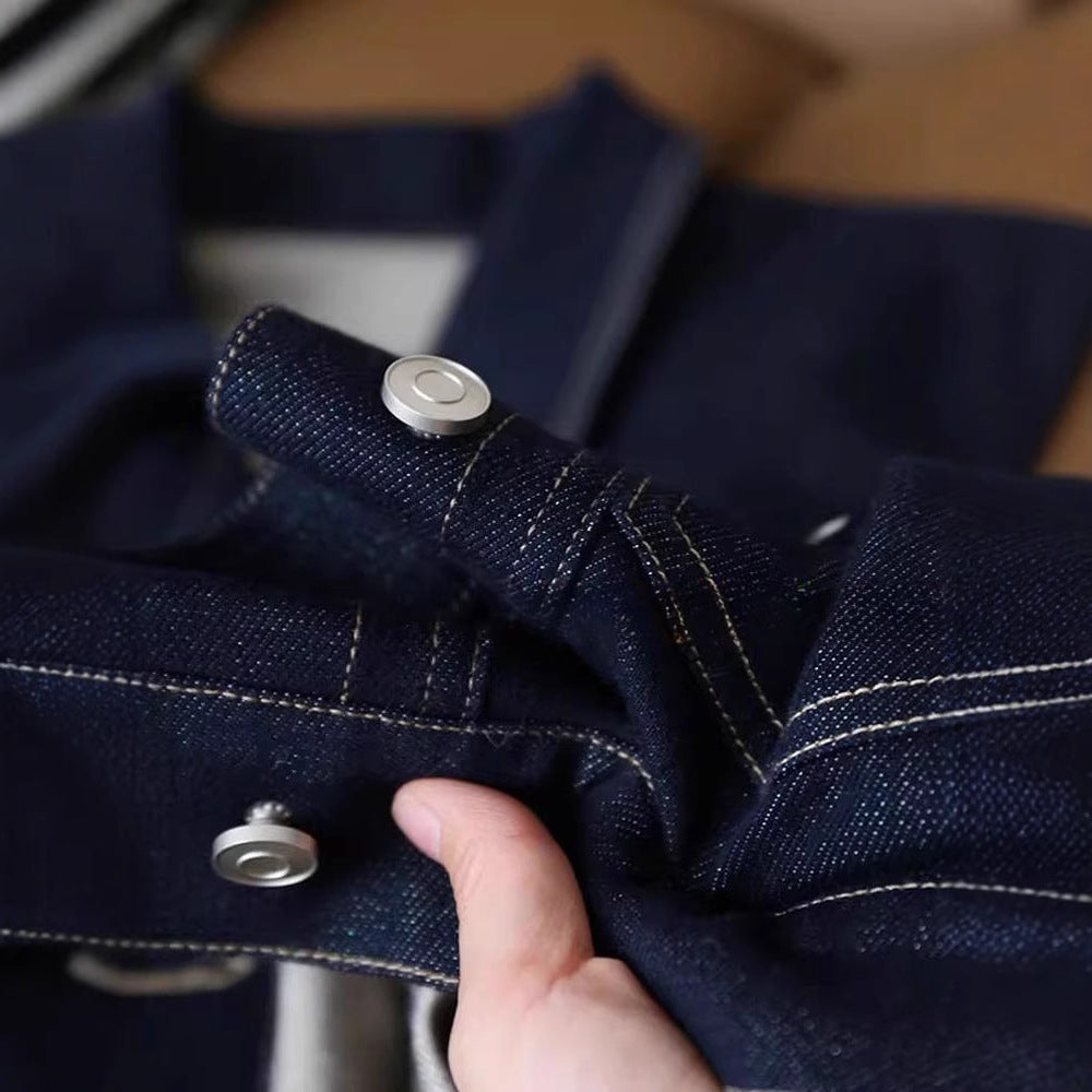 Damen modische Denimjacke mit dekorativen Taschen und durchgehendem Knopfverschluss Drune