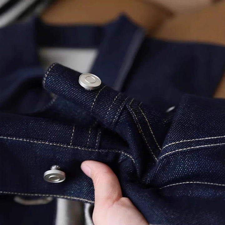 Damen modische Denimjacke mit dekorativen Taschen und durchgehendem Knopfverschluss Drune