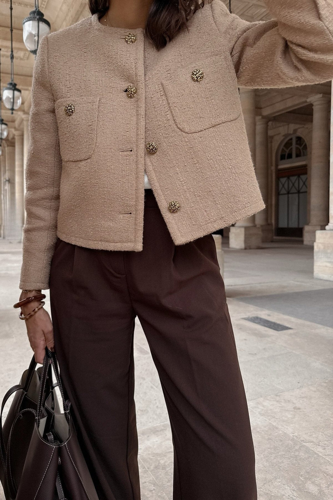 Drune | Figurbetonte Bouclé-jacke Dekorative Knöpfe Raffiniert und Modern