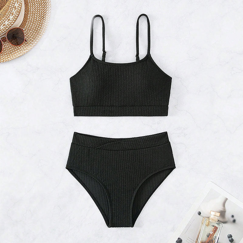 Damen Hochtailliertes Bikini-Set mit leicht strukturierter Oberfläche Drune