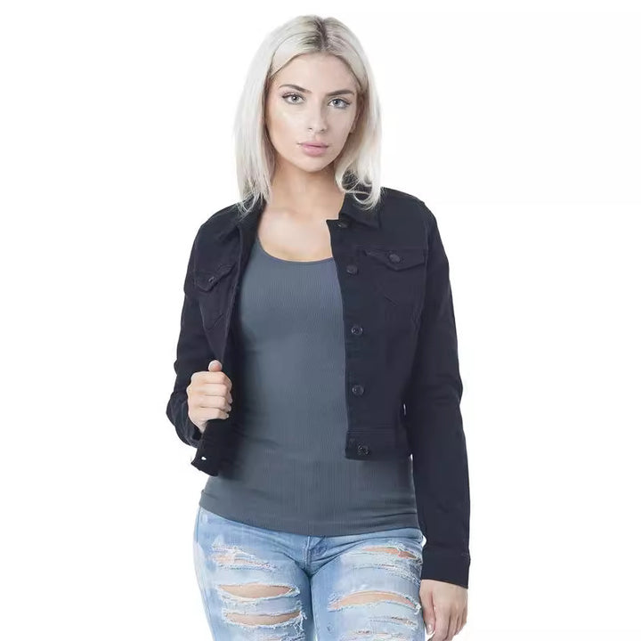 Damen klassische Denim-Jacke im modischen Schnitt mit Knopfdetails Drune