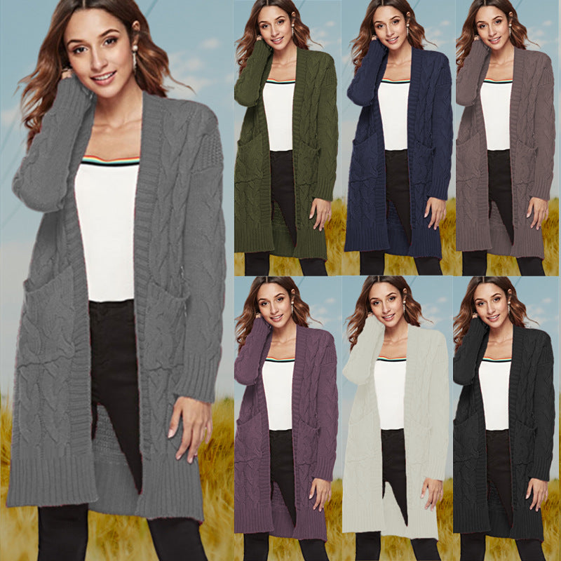 Damen Strickjacke mit langen Ärmeln und gezopften Details Drune