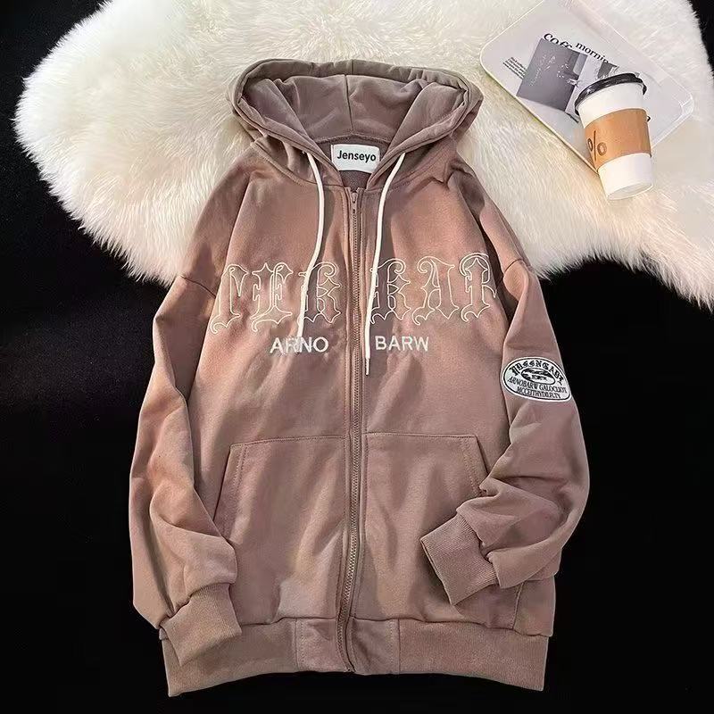 Damen Kapuzenpullover mit modischem Schriftzug und praktischen Taschen Drune