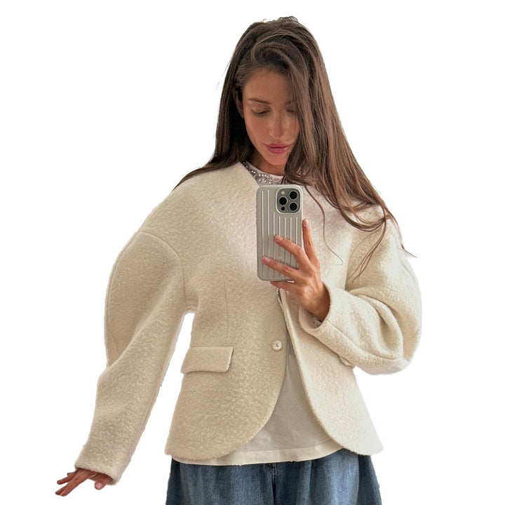 Damen Oversized Blazerjacke aus kuscheligem Material Drune