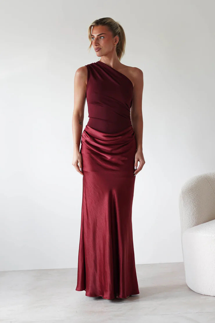 Damen Abendkleid mit asymmetrischem Schnitt und elegantem Drapierungsdesign Drune