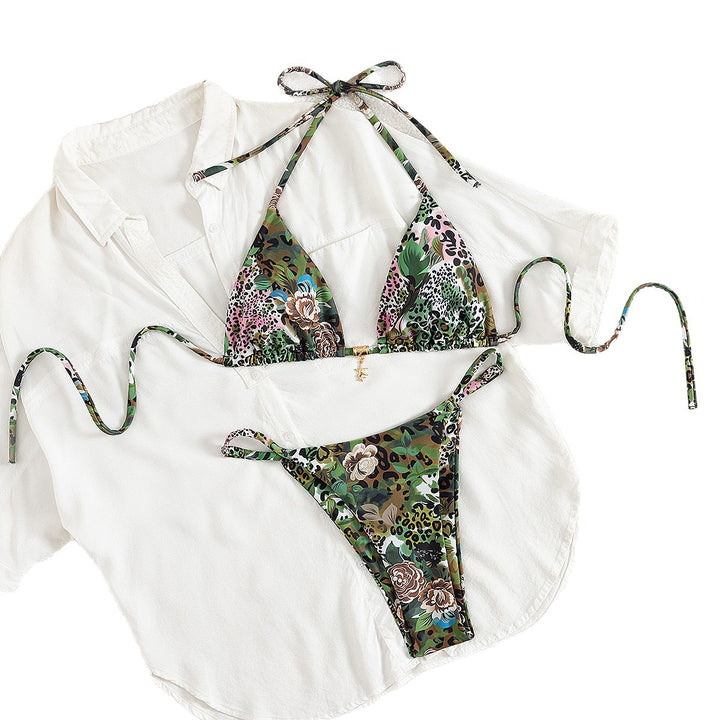 Damen Triangel-Bikini mit floralem Camouflage-Design Drune