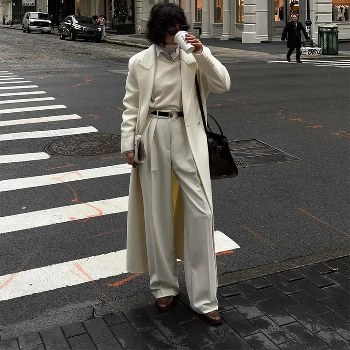 Damen Elegante und fließende weite Hose mit passender Blazerjacke Drune