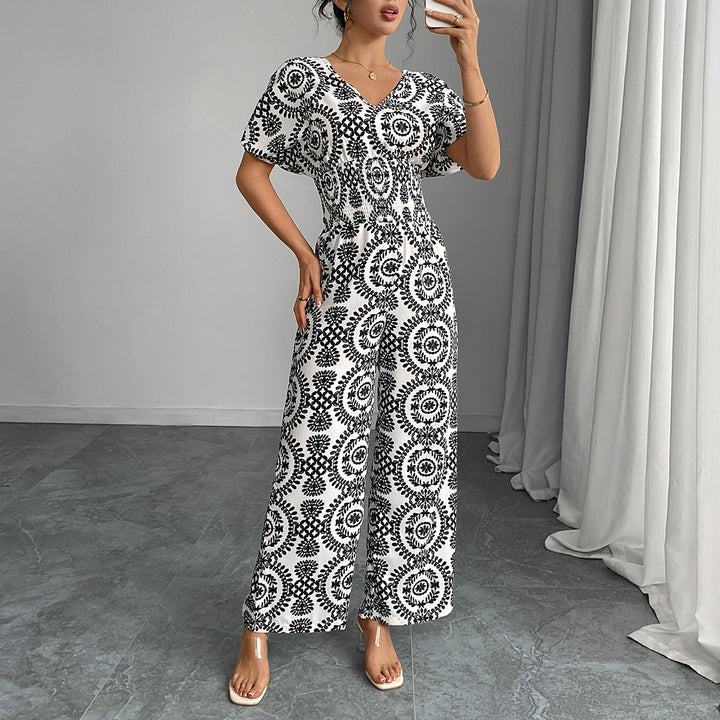 Damen Maxikleid mit elegantem V-Ausschnitt und floralen Mustern Drune