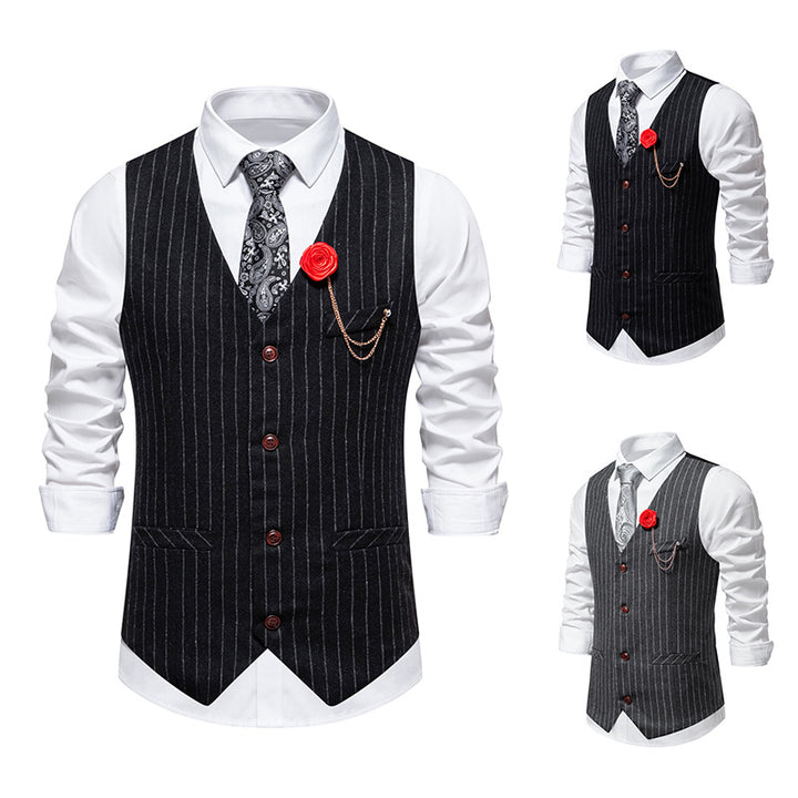 Herren elegante Weste mit schmalem Hahnentrittmuster und asymmetrischen Akzenten Drune