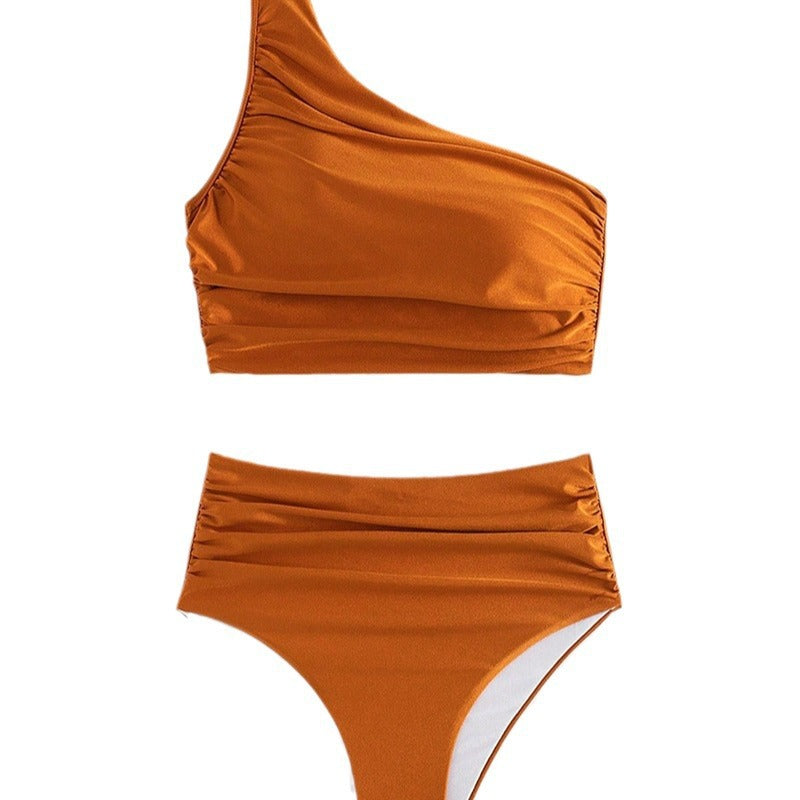 Damen High-Waist Bikini-Set mit asymmetrischem Oberteil Drune