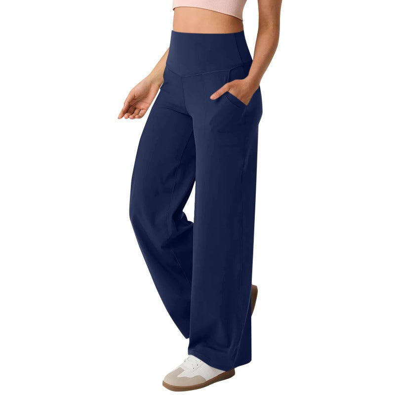 Damen weite High-Waist Freizeithose mit praktischen Taschen Drune