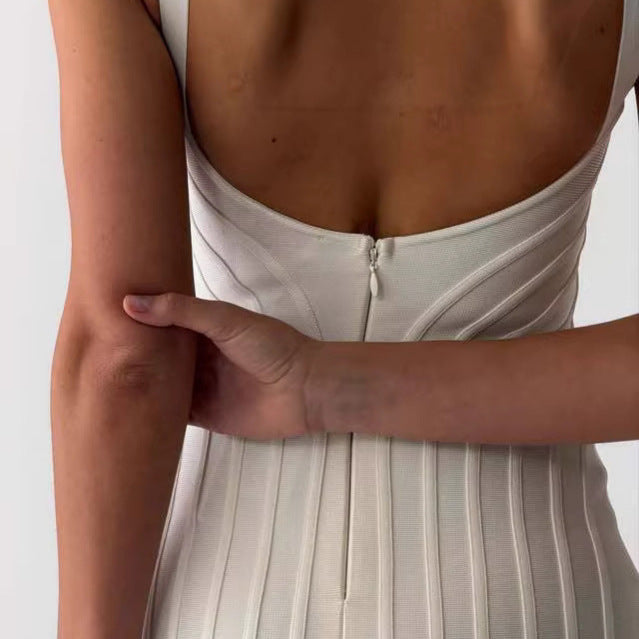 Damen Figurbetontes Maxikleid mit tiefem V-Ausschnitt Drune