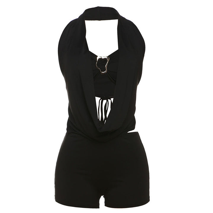 Damen Leopardenmuster Halterneck Overall Drune