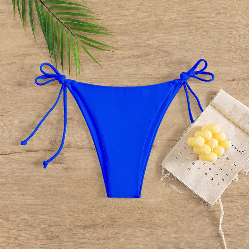 Damen Hoch geschnittene Bikini-Hose mit verstellbaren Bindebändern Drune