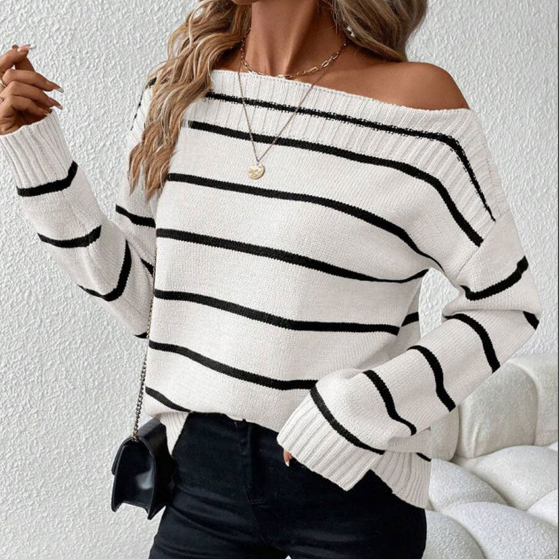 Damen lässiger Pullover mit auffälligem Streifendesign Drune