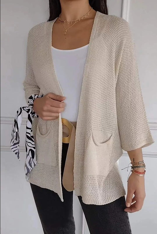 Damen lässige Strickjacke mit praktischen Taschen Drune