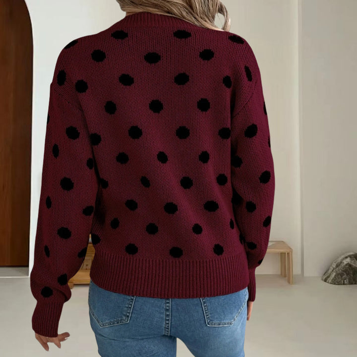 Damen Grobstrickpullover mit gepunktetem Muster und lässigem Schnitt Drune