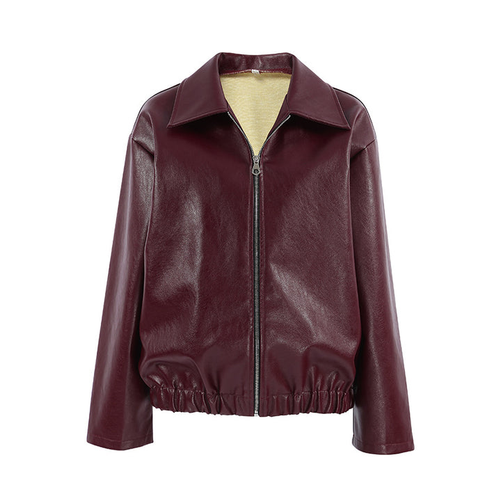 Damen Lederjacke mit weich gepolstertem Innenfutter und trendigem Cropped-Schnitt Drune