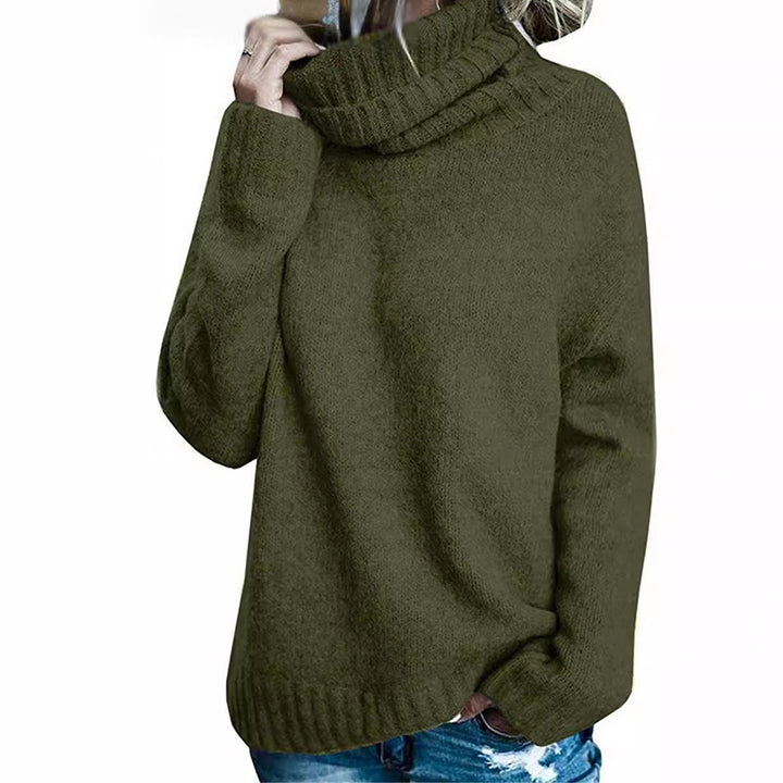 Damen gemütlicher Pullover mit Stehkragen und weitem Schnitt Drune