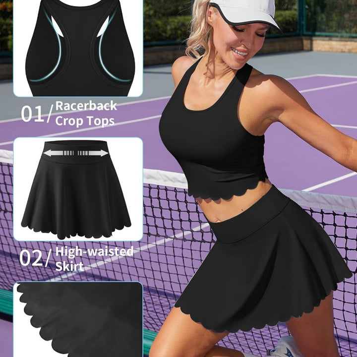 Damen Sportliches Tennis-Set mit modischem Saum Drune