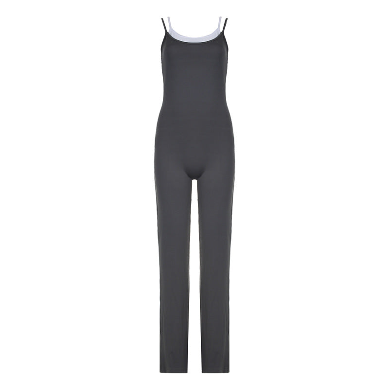 Damen Jumpsuit mit eleganten Streifen und verstellbaren Trägern Drune