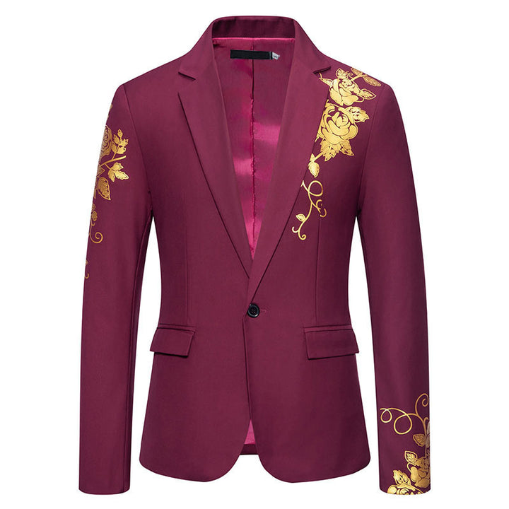 Herren eleganter Blazer mit floralem Stickdesign und feinen Details Drune