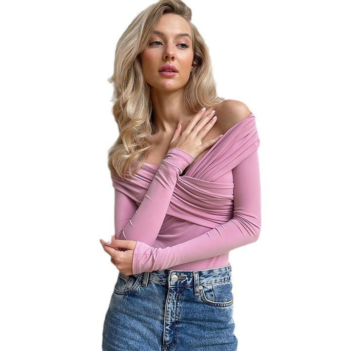 Damen Body mit schulterfreiem Design und drapierten Ärmeln Drune