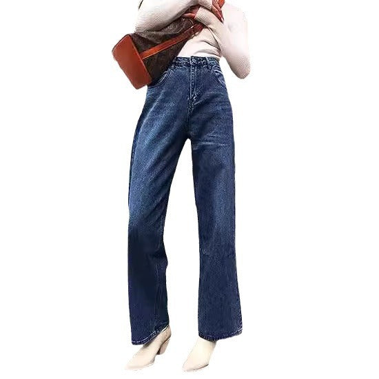 Damen weite Hochtaillen-Jeans mit komfortablem Sitz und lässigem Stil Drune