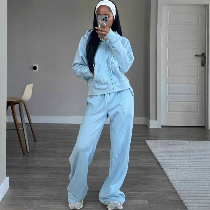 Damen lässiger Hoody- und Freizeithosen-Set Drune