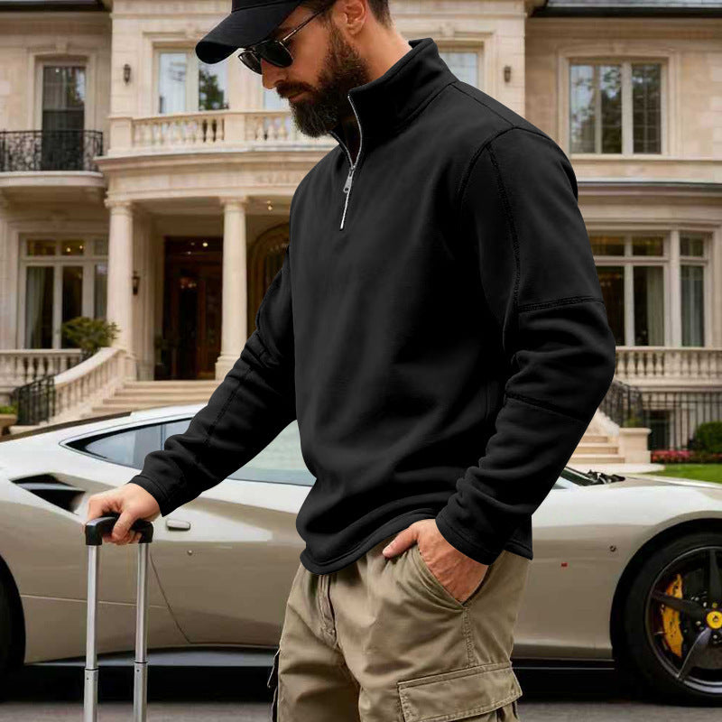 Herren nan Halbzip-Fleecepullover mit Stehkragen, verstärkten Nähten und reiseoptimiertem Schnitt Drune