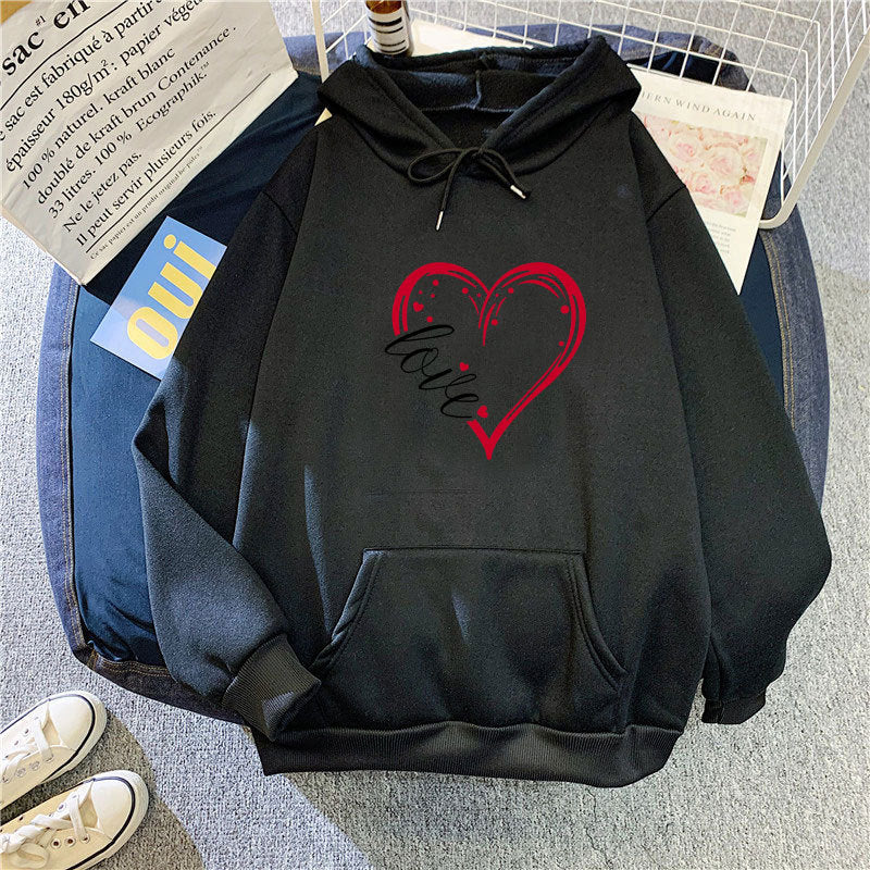 Damen Kapuzenpullover mit romantischem Herz-Design und hochwertigem Fleece Drune
