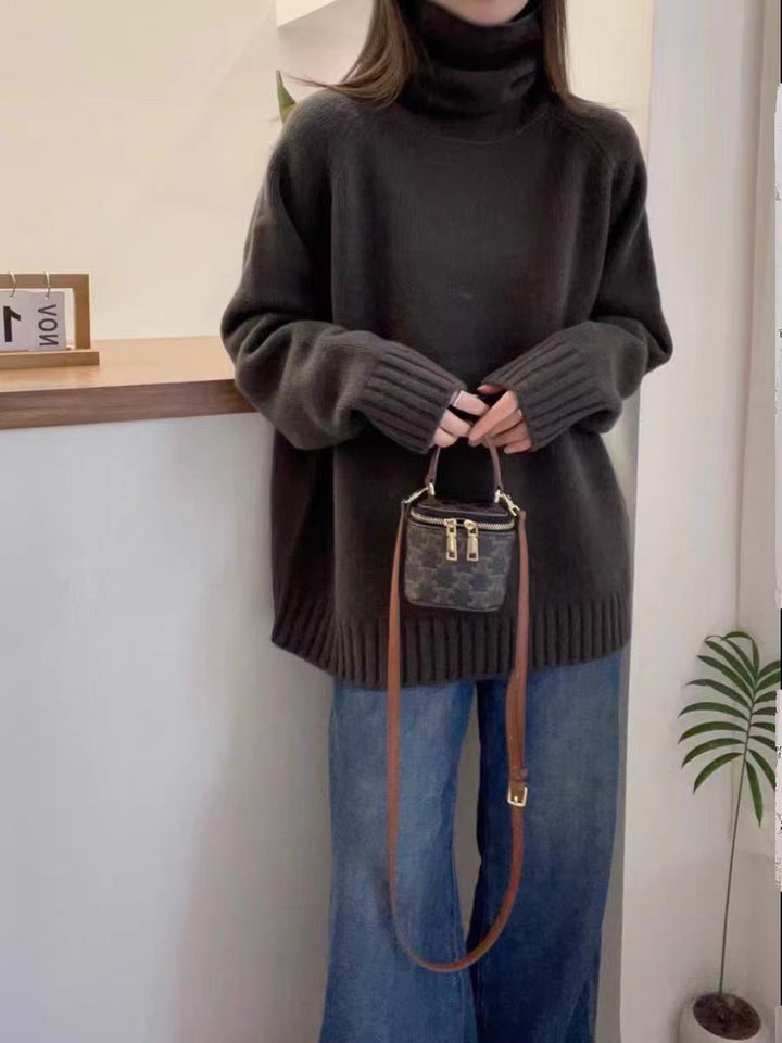 Damen Oversized Rollkragenpullover aus hochwertigem Strick Drune