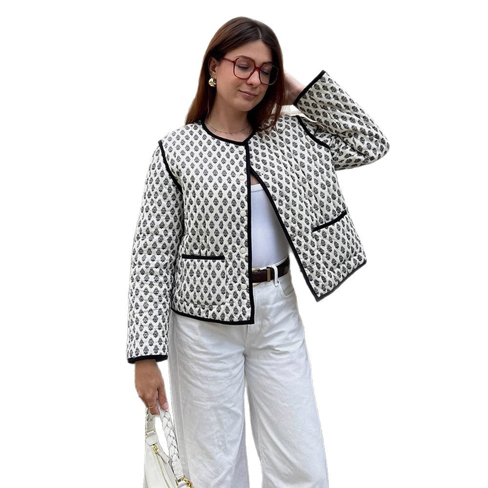 Damen gesteppte Jacke mit elegantem Muster und praktischem Taschen-Design Drune