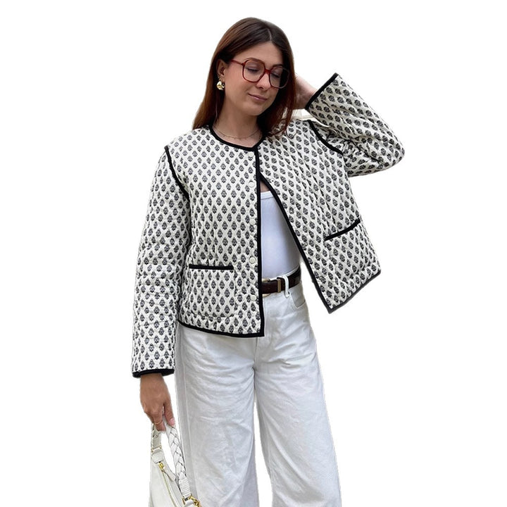Damen gesteppte Jacke mit elegantem Muster und praktischem Taschen-Design Drune
