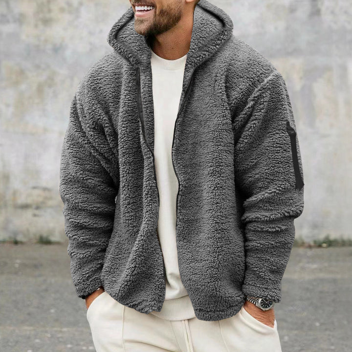 Herren fleecegefütterte Jacke mit praktischen Taschen und Kapuze Drune